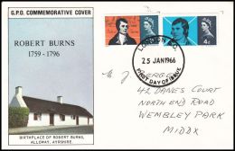 Great Britain 1966, FDC Cover "Robert Burns" W./ Postmark London - 1952-1971 Em. Prédécimales