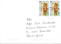 RWANDA. N°1316C X2 De 1992 Sur Enveloppe Ayant Circulé. Vache. - Vaches