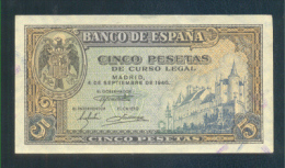 EDIFIL D44A.- 5 PTAS 4 DE SEPTIEMBRE DE 1940.-  ALCAZAR DE SEGOVIA. - 5 Pesetas