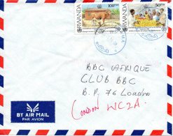 RWANDA. N°1316B De 1992 Sur Enveloppe Ayant Circulé. FAO/Marché Aux Fruits. - Tegen De Honger
