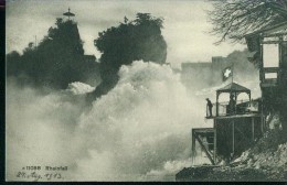 Litho Rheinfall Schaffhausen Personen Flagge Fahne Schweiz 27.8.1913 Photoglob Schlösschen Wörth Stempel - Sonstige & Ohne Zuordnung