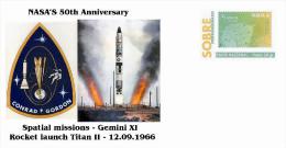 Spain 2013 -Nasa's 50th Anniversary - Spatial Missions -Gemini XI Special Cover - Europe