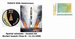 Spain 2013 -Nasa's 50th Anniversary - Spatial Missions -Gemini XII Special Cover - Europe