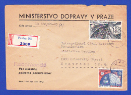 ENVELOPPE RECOMMANDÉ -- MINISTERSTVO DOPRAVY V PRAZE -- CACHET PRAHA 22.II.1966 - Lettres & Documents