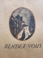 RARE : Protège-cahier  "rendez-vous" Illustration Chromo Une Femme Seule Sur  Chemin Menant Au Château Au Clair De Lune - Omslagen Van Boeken