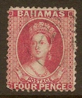 BAHAMAS 1863/77 QV 4d Bright Rose SG 26 U XYL2 - 1859-1963 Crown Colony