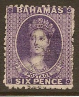 BAHAMAS 1863/77 QV 6d Deep Violet SG 31 U XYL1 - 1859-1963 Crown Colony