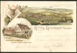 GRUNBACH LITHO OLD POSTCARD - Vogtland