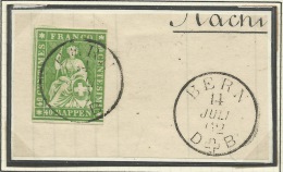 SWITZERLAND 1858 40 Rp Green Thread SG 51 U #AF64 - Gebraucht