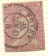 SWITZERLAND 1858 15 Rp Green Thread SG 49 U #AF81 - Gebraucht