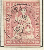 SWITZERLAND 1858 15 Rp Green Thread SG 49 U #AF83 - Oblitérés