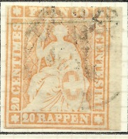 SWITZERLAND 1856 20 Rp Green Thread SG 45 U #AF54 - Usados