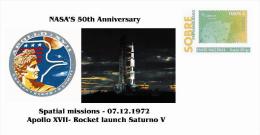 Spain 2013 - Nasa´s 50th Anniversary - Spatial Missions -Apollo XVII Cover - Europe