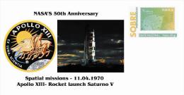 Spain 2013 - Nasa´s 50th Anniversary - Spatial Missions -Apollo XIII Cover - Europe