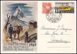 Switzerland 1946, Illustarted Card "Alpine Post" W./ Postmark Sion - Lettres & Documents