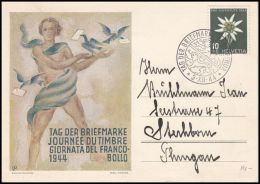 Switzerland 1944, Illustarted Card "Stamp Day" W./ Postmark Winterthur - Briefe U. Dokumente