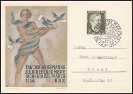 Switzerland 1944, Illustarted Card "Stamp Day" W./ Postmark Winterthur - Cartas & Documentos
