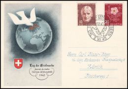 Switzerland 1945, Illustarted Card "Stamp Day" W./ Postmark Bern - Lettres & Documents