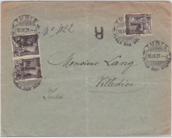 TUNISIE - 1929 - ENVELOPPE RECOMMANDEE De TUNIS PLACE BAB SOUIKA Pour VILLEDIEU - Briefe U. Dokumente