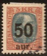 ICELAND 1921 50a On 5k Grey & Brown SG 145 U ZN61 - Used Stamps