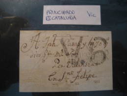 VIC Vich To San Felipe Jativa Xativa Valencia PREPHILATELY Front Frontal Letter Barcelona Catalonia Spain España - ...-1850 Vorphilatelie