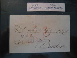 VIC Vich 1828/42 To Barcelona Rojo Red Cancel PREPHILATELY Front Frontal Letter Barcelona Catalonia Spain España - ...-1850 Préphilatélie