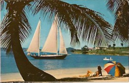 The Charter Yacht Fair Winds- Tacks Close To Shore At Caneel Bay Platation  St John  Us Virgin Islands-cpsm - Jungferninseln, Amerik.