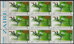 C0323 ZAIRE, NZ 5,000 Surcharge On Plenipotentiares,block Of 9,  MNH - Ungebraucht