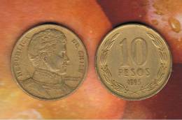 CHILE -  10 Pesos 1995  KM228 - LIBERTADOR. B. O'HIGGINS  - - Chili