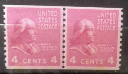 N750.-. USA.-. SCOTT #:843 .MNH/ MH.-. COIL PERF 10.-. JAMES MADISON .-.CV US$ 15.00 / EUR 11.20 - Unused Stamps