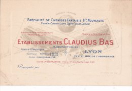 LYON   -  CDV Des Etablissements Claudius BAS , 75 & 77 Rue L'Abondance  -  Chemises Fantaisie  -  Voir Description - Cartes De Visite