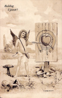 ART NOUVEAU : TIR à L' ARC - CUPIDON / ANGELOT Et CIBLE / FLÈCHES Et CHAMPIGNON - B.K.W.I. / AUSTRIA ~ 1900 (o-992) - Archery