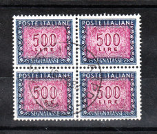 Italia   -   1955.  Segnatasse 500 £.   Quartina.  Viaggiata Lusso - Impuestos