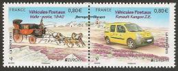 FRANCIA / FRANCE / FRANKREICH  - EUROPA 2013 -TEMA ANUAL " POSTAL VEHICLE"-  SERIE De 2 V  En DIPTICO - 2013