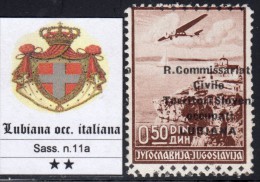 LUBIANA Occ. Italiana - ITAL. BESETZUNG - N.A1a  Cv 180 Euro - Varietà SOPRASTAMPA SPOSTATA - GOMMA INTEGRA -MNH** - Ljubljana