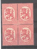 Finlande / Finland,1918 , BLOC De 4, 20 P Rose, Neuf *, TB - Unused Stamps