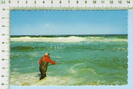 New Brunswick Caraquet ( Souvenir Surf Fishing ) Post Card Carte Postale 2 Scans - Altri & Non Classificati