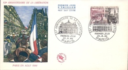 Env Fdc France 22/86/64 Paris, N°1410, Libération De Paris Et De Strasbourg En Oût 1944, Drapeau Tricolore - 1960-1969