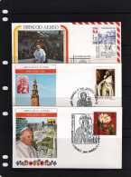 Pologne: 1983 Petit Lot De 8 Enveloppe Visite Du Pape Jean-Paul II En Pologne Cachets Et Photos Ville Différentes - FDC