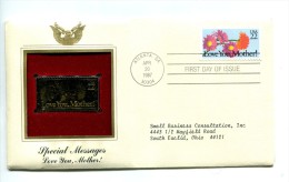 C Great Americans "" Special Messages - Love You, Mother """ Gold Stamp Replica 1964 FDC/bu/UNC - Other & Unclassified