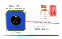 Etats - Unis USA " Presidents Of United States" Gold Plated Medal "" Herbert Hoover "" FDC / BU / UNC - Collections