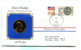Etats - Unis USA " Presidents Of United States" Gold Plated Medal "" Calvin Coolidge "" FDC / BU / UNC - Colecciones