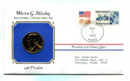 Etats - Unis USA " Presidents Of United States" Gold Plated Medal "" Warren G. Harding "" FDC / BU / UNC - Collections