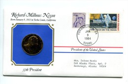 Etats - Unis USA " Presidents Of United States" Gold Plated Medal "" Richard Milhous Nixon "" FDC / BU / UNC - Collezioni