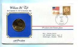 Etats - Unis USA " Presidents Of United States" Gold Plated Medal "" William H. Taft "" FDC / BU / UNC - Collections