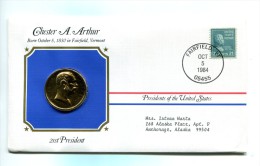 Etats - Unis USA " Presidents Of United States" Gold Plated Medal "" Chester A. Arthur "" FDC / BU / UNC - Collections