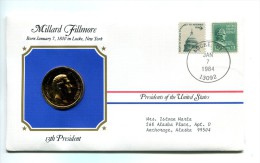 Etats - Unis USA " Presidents Of United States" Gold Plated Medal "" Millard Fillmore "" FDC / BU / UNC - Collections