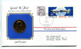Etats - Unis USA " Presidents Of United States" Gold Plated Medal "" Gerald R. Ford "" FDC / BU / UNC - Verzamelingen