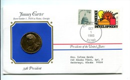 Etats - Unis USA " Presidents Of United States" Gold Plated Medal "" Jimmy Carter "" FDC / BU / UNC - Collections