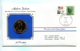 Etats - Unis USA " Presidents Of United States" Gold Plated Medal "" Andrew Jackson "" FDC / BU / UNC - Verzamelingen